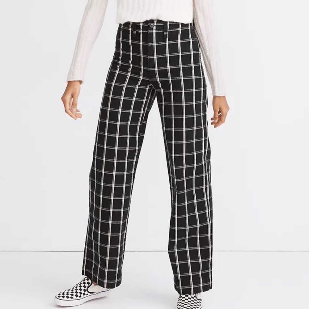 Madewell Slim Emmett Wide Leg Full Length Pants in Windowpane